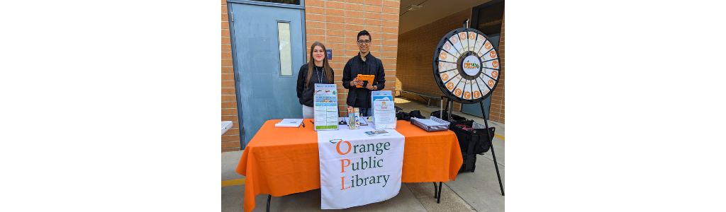 Photo of OPL staff at Pop Up Library Prospect Elementary