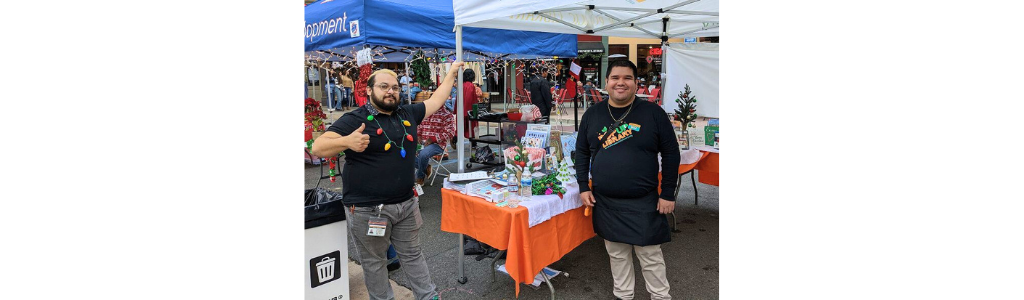 Photo of OPL staff at Pop Up Library Tree Lighting